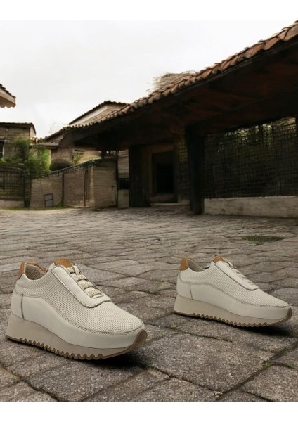 D25ya-3540 Krem Deri Tam Ortopedik Kadın Casual Günlük Ayakkabı fırsatları