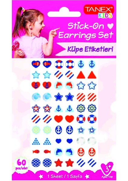 Kids Sticker Küpe Etiketi 60 Parça (25201)