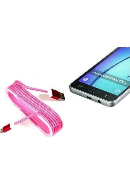 Android Örgü Şeklinde Renkli Çelik Şarj Data Kablosu - Pembe fiyatları