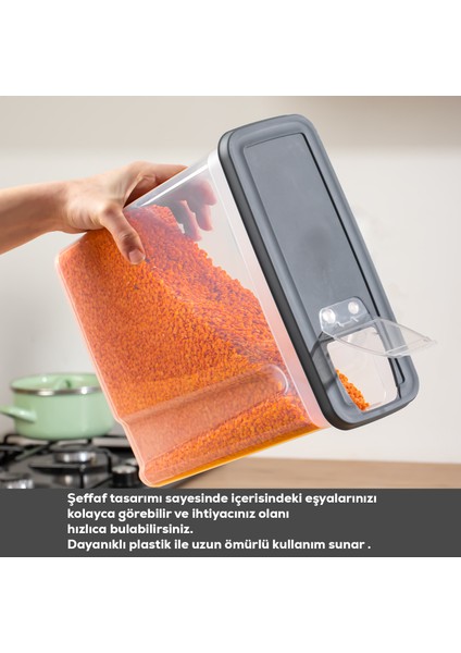 ORG-451 Sandy 6'lı Hava Geçirmez Pratik Kapaklı Erzak Bakliyat Saklama Kabı Seti 5,90 Lt Antrasit fiyatları