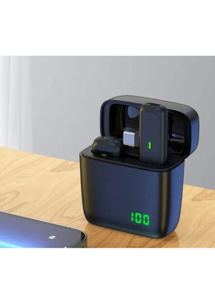 Sx5 Iphone ve Type-C Uyumlu Tekli Kablosuz Yaka Mikrofonu Göstergeli LED Şarj Kutulu Gürültü Azaltma