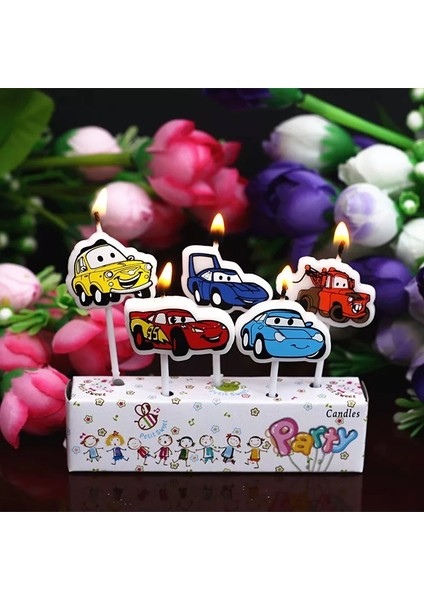 Cars Bırthday Candle Vıp Kalite Arabalar Pasta Mumu 5 Adet Cars Doğum Günü Mumu Arabalı Pasta Mumu