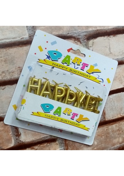 Vıp Kalite Parlak Metalik Gold Happy Bırthday Pasta Mumu Gold Doğum Günü Mumu Gold Happy Bırthday Candle