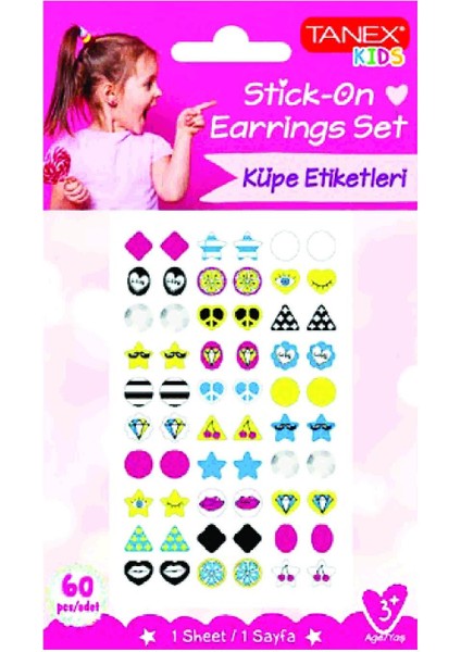 Kids Sticker Küpe Etiketi 60 Parça (25205)