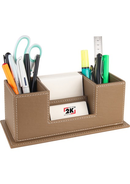Masaüstü Deri Organizer Kalemlik 4 Gözlü Desktop Organizer Rainbow Vegan 10X12X25 Cm.