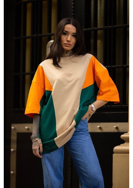 Parçalı Oversize Unisex T-Shirt indirimleri