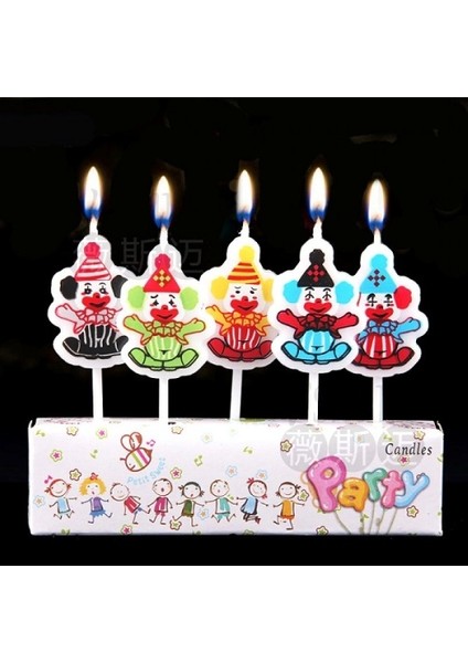 Clown Bırthday Candle Vıp Kalite Palyaçolu Pasta Mumu 5 Adet Palyaçolu Doğum Günü Mumu Palyaço Mum
