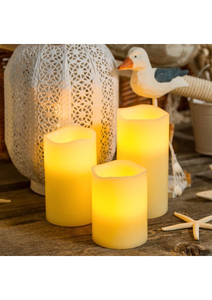 Warm Light LED Remote Control Electronic Candle Kumandalı Gün Işığı Işıklı Mum 3lü Set Işıklı Mum modelleri