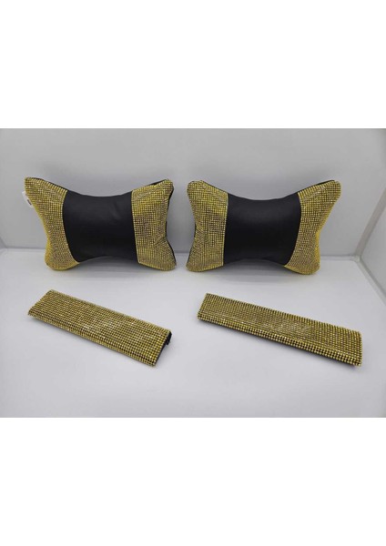 Pırlanta Gold Taşlı Boyun Yastığı ve Emniyet Kemer Pedi