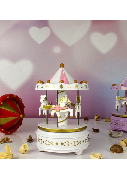 Nostaljik Atlı Karınca Müzik Kutusu Beyaz