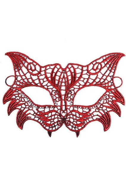 Kırmızı Dantel Masquerade Maskesi 8 No
