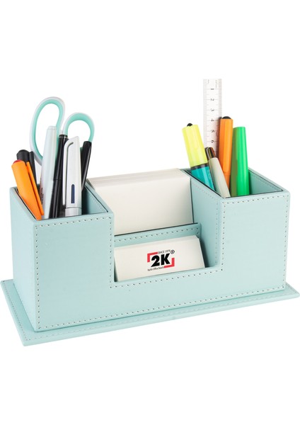 Masaüstü Deri Organizer Kalemlik 4 Gözlü Desktop Organizer Rainbow Vegan 10X12X25 Cm.