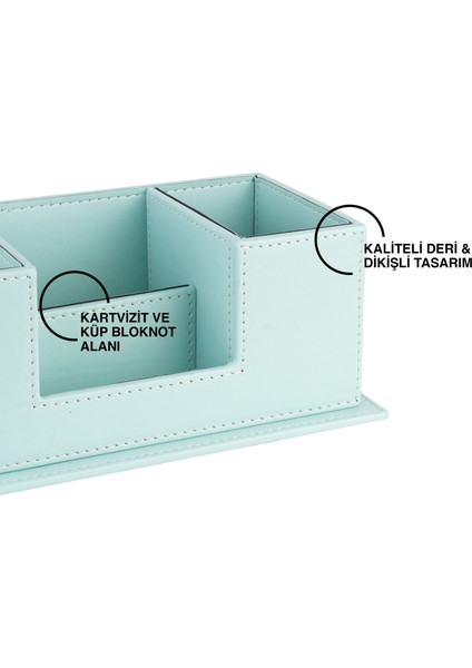 Masaüstü Deri Organizer Kalemlik 4 Gözlü Desktop Organizer Rainbow Vegan 10X12X25 Cm.