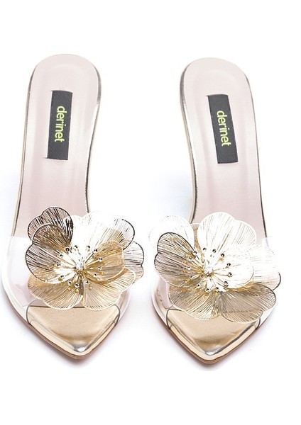 Çiçek Aksesuarlı Şeffaf Kadın Terlik modelleri
