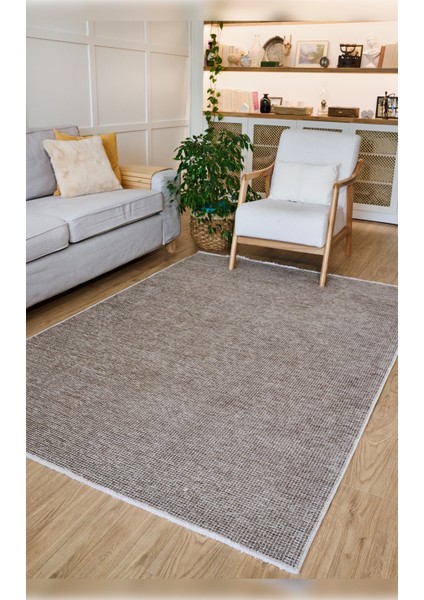 Halı Pandora 2412 Bej Yıkanabilir Yumuşak Dokulu Modern Ince Dokuma Şık Makine Halısı