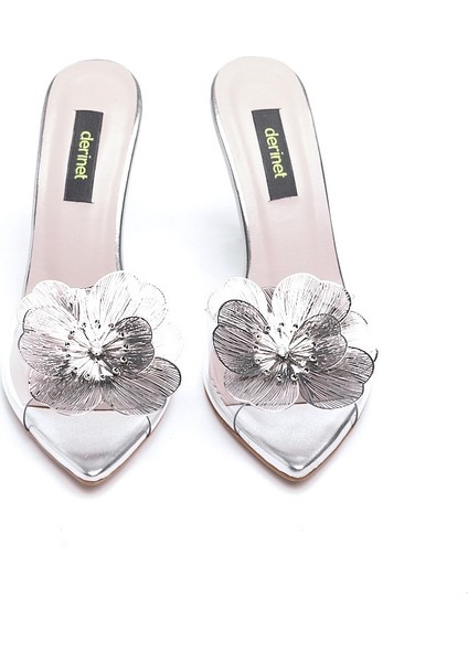 Çiçek Aksesuarlı Şeffaf Kadın Terlik modelleri