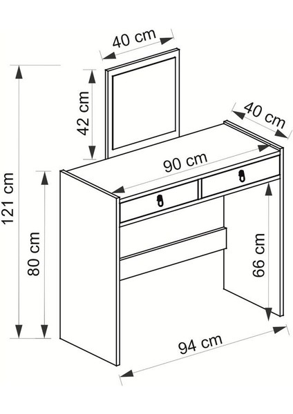 Mobiga Tuana Aynalı Çekmeceli Makyaj Masası fırsatları