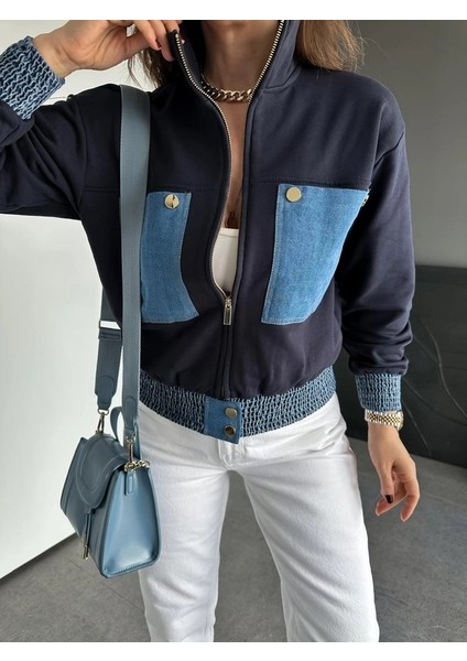 Klein Kadın Jean Cepli Beli & Kolu Büzgülü 3 Iplik Örme Mont fiyatları