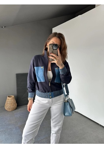 Klein Kadın Jean Cepli Beli & Kolu Büzgülü 3 Iplik Örme Mont modelleri