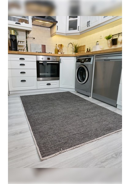 Halı Pandora 2415 Antrasit Yıkanabilir Yumuşak Dokulu Modern Ince Dokuma Şık Makine Halısı