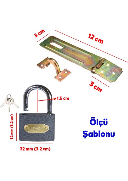 Sandık Kutu Askısı 30 Luk Menteşeli Kilit Aparatı Tosba Kilit 32 mm 2'li Set Asma Kilit