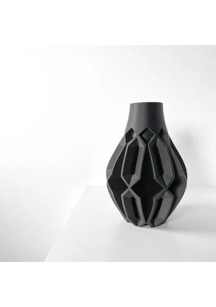 Geometrik Örüntülü Modern Siyah Vazo