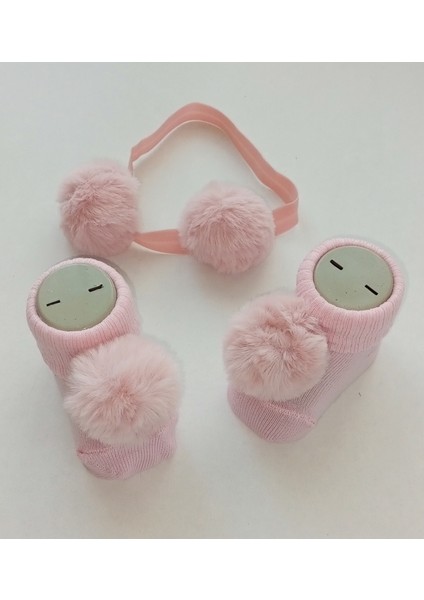 Hoşgeldin Bebek, Yenidoğan Kız Bebek, Pembe Ponpon Bandana Çorap Hediye Seti fırsatları