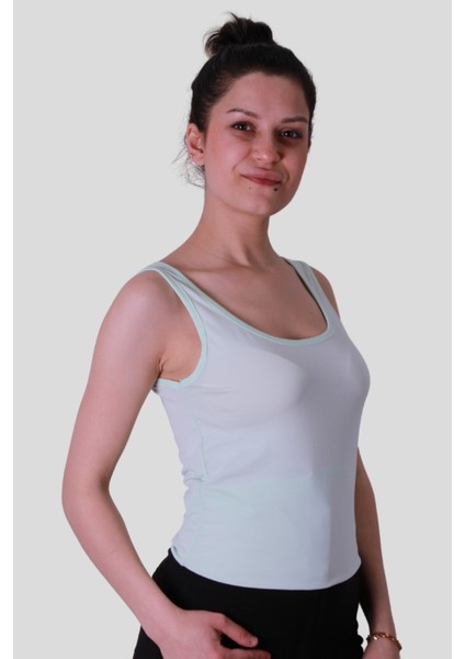 Mint Yeşili Kadın Kolsuz T-Shirt 586-04 fiyatları