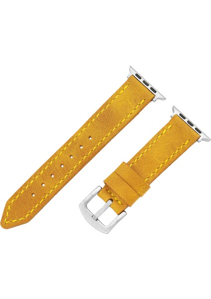 Altın Harflerle Kişiselleştirilebilir Deri Apple Watch Saat Kordonu