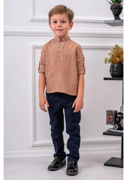Erkek Çocuk Hakim Yaka Gömlek Pantalon Takım