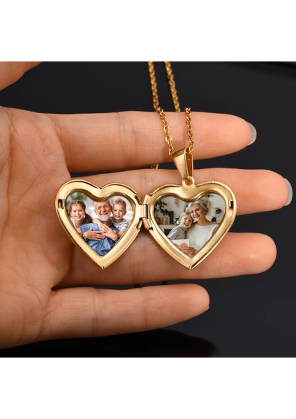 Kalp Şeklinde Kapaklı Gold Renk Resim Konulabilen Kadın Metal Kolye fiyatları