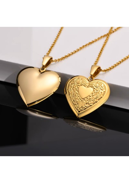 Kalp Şeklinde Kapaklı Gold Renk Resim Konulabilen Kadın Metal Kolye fırsatları