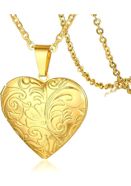 Desenli Kalp Gold Model Metal Kapağı Açılabilen Resim Kolye fiyatları