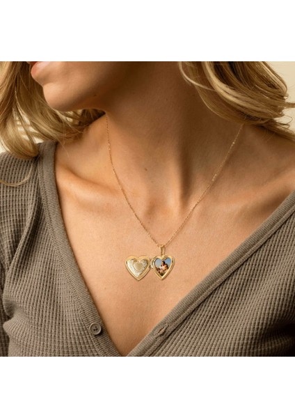 Desenli Kalp Gold Model Metal Kapağı Açılabilen Resim Kolye fırsatları