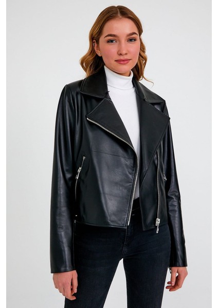 Vizon Aksesuarlı Kruvaze Deri Ceket fiyatları