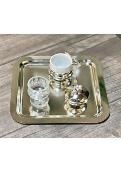 Paslanmaz Çelik 6 Lı Kare Sunum Tepsisi