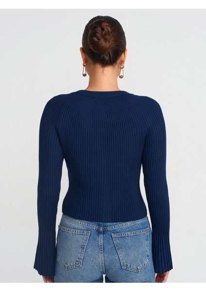 60246 Kadın Bisiklet Yaka Düğmeli Ispanyol Kol Triko Hırka fiyatları