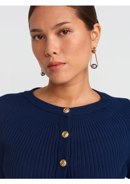 60246 Kadın Bisiklet Yaka Düğmeli Ispanyol Kol Triko Hırka fırsatları