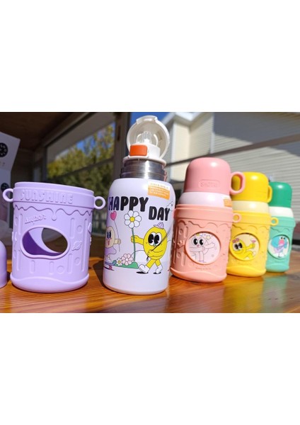 Cartoon Çelik Termos Matara Çocuk 480ML Lila modelleri