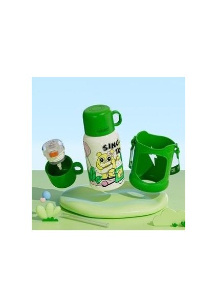 Cartoon Çelik Termos Matara Çocuk 480ML Yeşil fiyatları