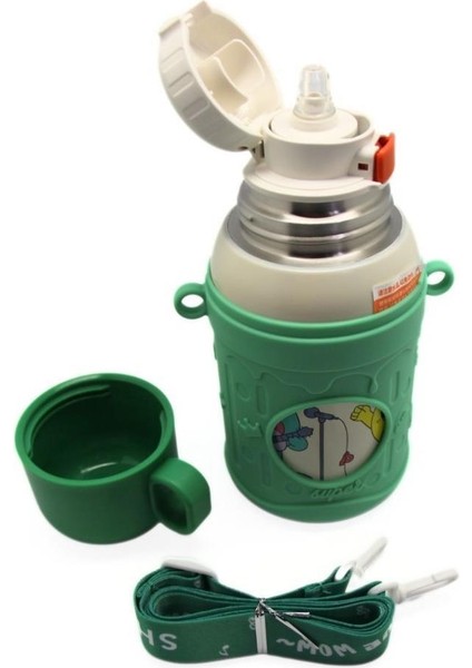 Cartoon Çelik Termos Matara Çocuk 480ML Yeşil modelleri