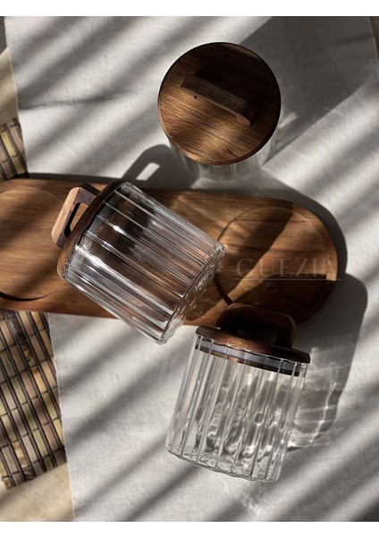 3’lü Akasya Standlı Vakum Kapaklı Borosilikat Cam Kavanoz Seti 600 ml fırsatları