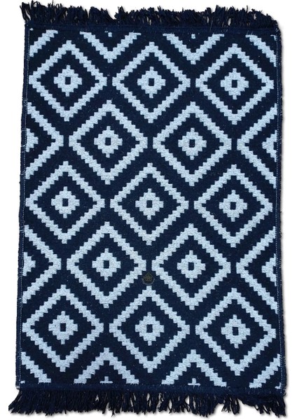 Piramit Desen Siyah & Beyaz Çift Taraflı Antik Kilim