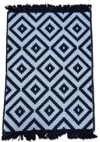 Piramit Desen Siyah & Beyaz Çift Taraflı Antik Kilim modelleri
