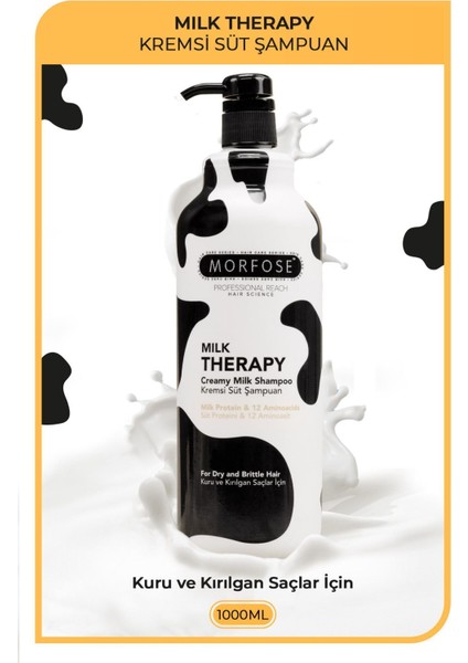 Milk Therapy Şampuan - Süt Proteinli ve Bitki Özlü, Tüm Saç Tipleri İçin Yumuşatıcı, 1000 ml fırsatları