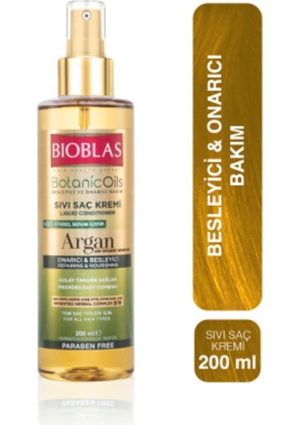 Botanic Oils Argan Yağlı Sıvı Saç Kremi 200 ml Onarıcı Bakım Kremi