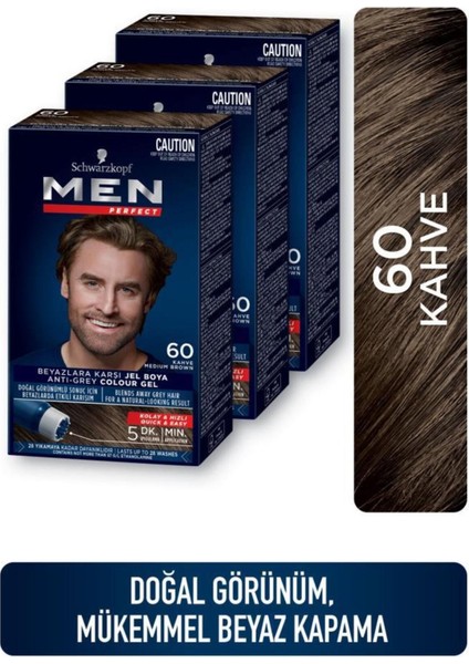 Men Perfect Saç Boyası 60 - Kahve x 3 Adet