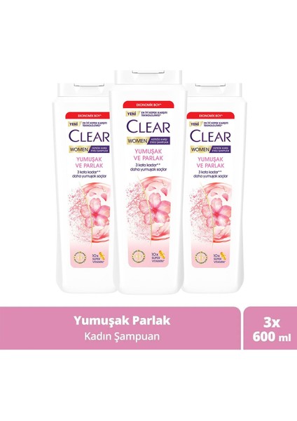 Kepeğe Karşı Etkileyici Besleyici Şampuan Yumuşak Parlak Kiraz Çiçeği Esansı 600 ml X3