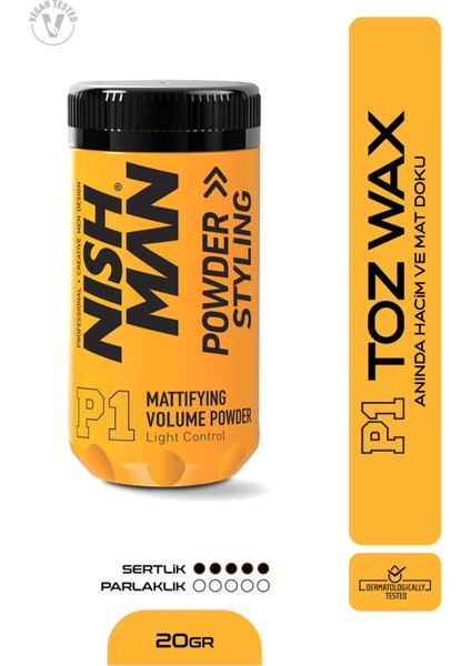 Nishman P1 Toz Saç Şekillendirici Wax 20 gr – Hafif Tutuşlu, Mat Görünümlü, Anında Hacim ve Doğal Dokulu modelleri