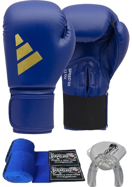 ADISBG50 SPEED50 adidas Boks Eldiveni Kick Boks Muay Thai Boks Eldiveni, Bandaj ve Dislik 3’lü Set